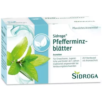 SIDROGA Sachets filtrants pour thé aux feuilles de menthe poivrée, 20X1,5 g