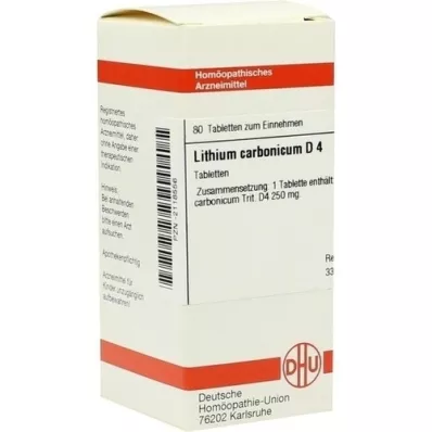 LITHIUM CARBONICUM D 4 comprimés, 80 pc LITHIUM CARBONICUM D 4 comprimés, 80 pc