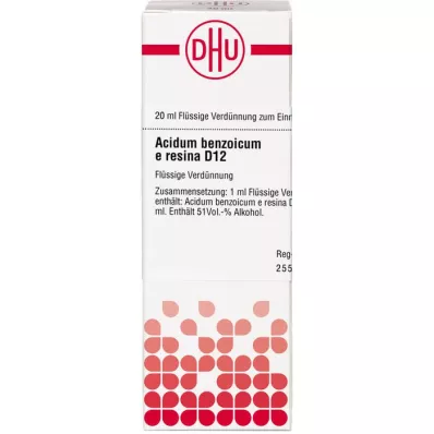 ACIDUM BENZOICUM E Résine D 12 Dilution, 20 ml