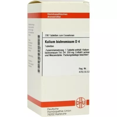 KALIUM BICHROMICUM D 4 comprimés, 200 pc KALIUM BICHROMICUM D 4 comprimés, 200 pc