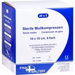 MULLKOMPRESSEN 10 x 10 cm stérile, plié en 8, 20 x 5 pièces