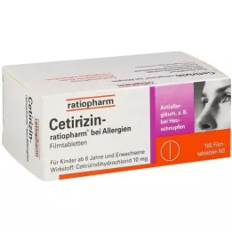 CETIRIZIN-ratiopharm pour les allergies 10 mg comprimé de film, 100 pc