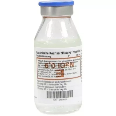 KOCHSALZLÖSUNG Flacon en verre 0,9% Fresenius, 100 ml KOCHSALZLÖSUNG Flacon en verre 0,9% Fresenius, 100 ml