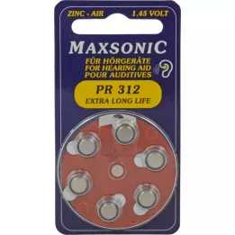 BATTERIEN pour les aides auditives Maxsonic PR312, 6 pc