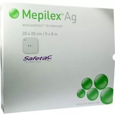 MEPILEX Pansement en mousse Ag 20x20 cm stérile, 5 pc MEPILEX Pansement en mousse Ag 20x20 cm stérile, 5 pc