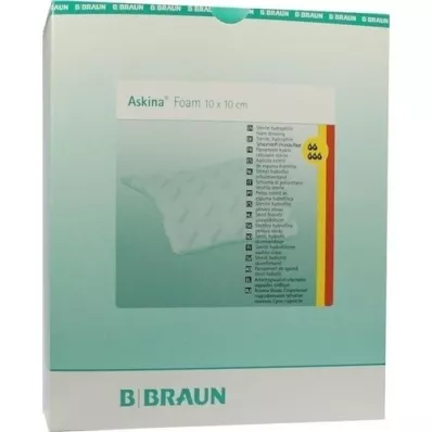 ASKINA Pansement hydraulique en mousse 10x10 cm stérile antiadhésif, 10 pc