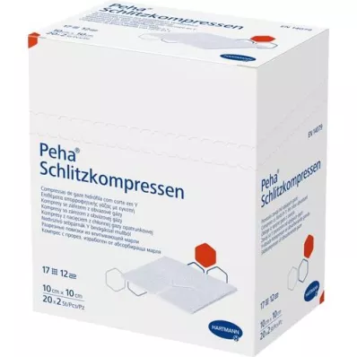 PEHA SCHLITZKOMPRESSEN 10x10 cm stérile, 20X2 pc