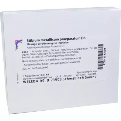 STIBIUM METALLICUM PRAEPARATUM D 6 ampoules, 5X10 ml