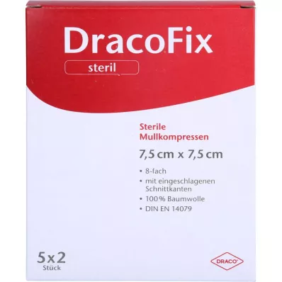 DRACOFIX PEEL Compresses 7,5x7,5 cm stériles 8 fois, 5X2 pcs