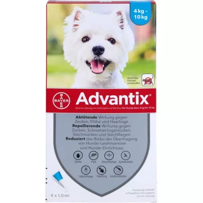 ADVANTIX Spot-on Lsg.z.Auftr.a.d.H.f.Dog 4-10 kg, 4 pc ADVANTIX Spot-on Lsg.z.Auftr.a.d.H.f.Dog 4-10 kg, 4 pc