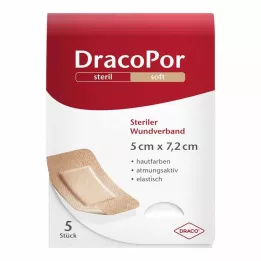 DRACOPOR Pansement 5x7,2 cm stérile couleur chair, 5 pces