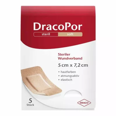 DracoPor Pansement doux de couleur peau 5x7,2 cm stérile, 5 pc