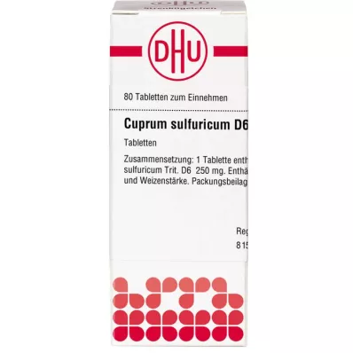 CUPRUM SULFURICUM D 6 comprimés, 80 pc