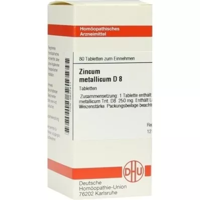 ZINCUM METALLICUM D 8 comprimés, 80 pc