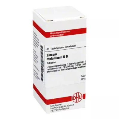 ZINCUM METALLICUM D 8 comprimés, 80 pc