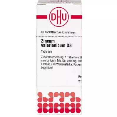 ZINCUM VALERIANICUM D 8 comprimés, 80 pc