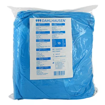 BESUCHERKITTEL avec bande de fixation 120x144 cm bleu, 10 pces