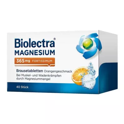 Biolectra® MAGNESIUM 365 mg comprimés effervescents fortissimum saveur orange, 40 pc