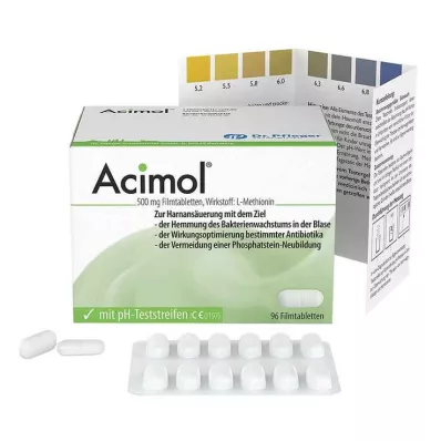 ACIMOL pH-testiliuskojen kanssa kalvopäällysteiset tabletit, 96 kpl