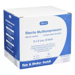 MULLKOMPRESSEN 5x5 cm stérile 8 fois, 25X2 pces