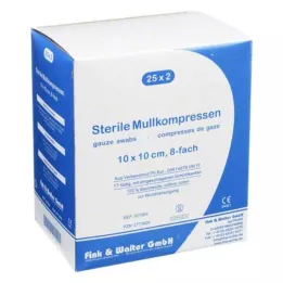 MULLKOMPRESSEN 10x10 cm stérile 8 fois, 25X2 pcs