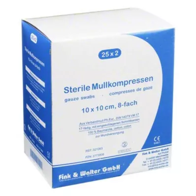 MULLKOMPRESSEN 10x10 cm stérile 8 fois, 25X2 pcs