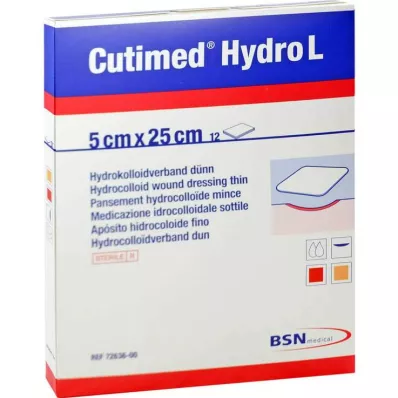 CUTIMED Hydro L pansement hydrocolloïde mince 5x25 cm, 12 pces