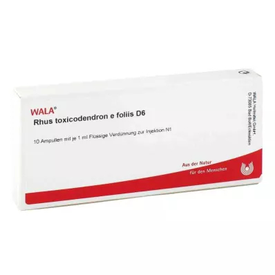RHUS TOXICODENDRON E foliis D 6 ampoules, 10X1 ml RHUS TOXICODENDRON E foliis D 6 ampoules, 10X1 ml