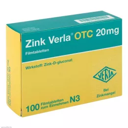 ZINK VERLA OTC 20 mg Comprimés pelliculés, 100 pcs