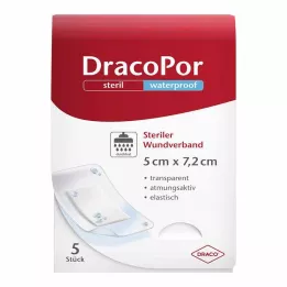 DRACOPOR Pansement waterproof 5x7,2 cm stérile, 5 pces