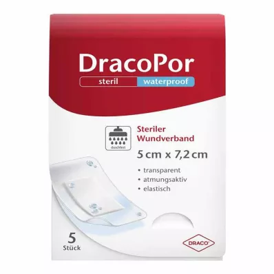 DRACOPOR Pansement waterproof 5x7,2 cm stérile, 5 pces