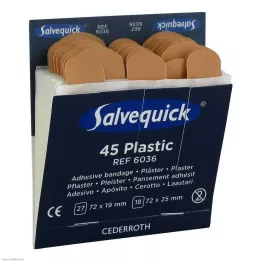 SALVEQUICK Pansements adhésifs résistants à leau, recharge 6036, 45 pces