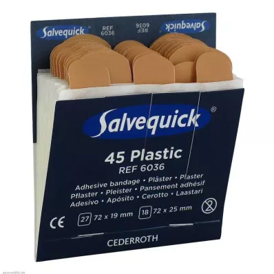 SALVEQUICK Pansements adhésifs résistants à leau, recharge 6036, 45 pces