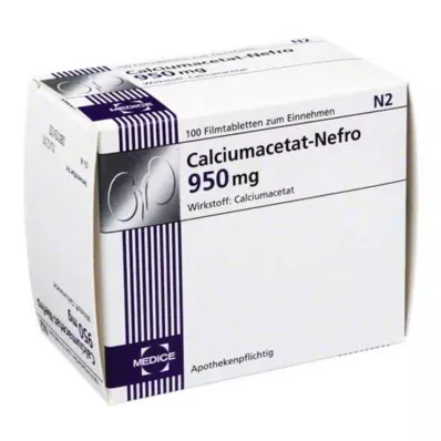 CALCIUMACETAT NEFRO 950 mg Comprimés pelliculés, 100 pcs
