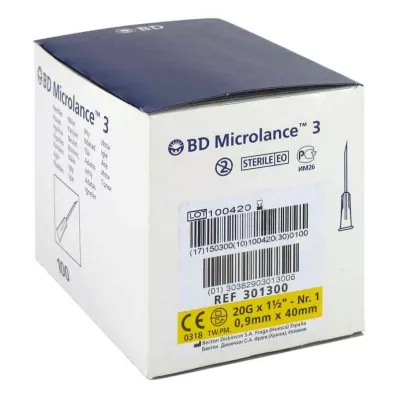 BD MICROLANCE Aiguille 20 G 1 1/2 0,9x40 mm, 100 pces