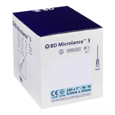 BD Canule Microlance 23 G 1 0,6x25 mm, 100 pièces BD Canule Microlance 23 G 1 0,6x25 mm, 100 pièces