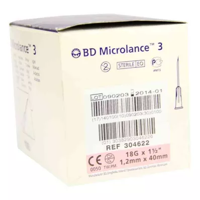 BD MICROLANCE Aiguille 18 G 1 1/2 40 mm trans., 100 pces