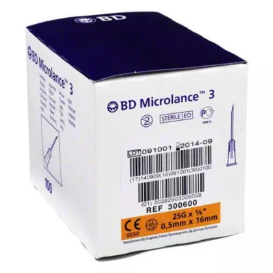 BD MICROLANCE Aiguille 25 G 5/8 0,5x16 mm, 100 pces