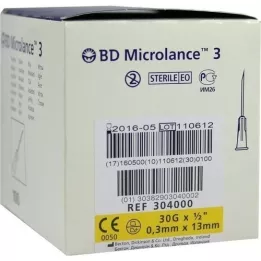 BD MICROLANCE Aiguille 30 G 1/2 0,29x13 mm, 100 pces