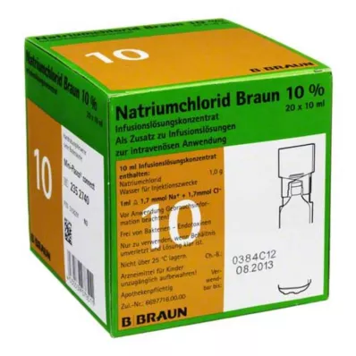 Chlorure de sodium 10% solution pour perfusion Braun MPC concentrée, 20x10 ml