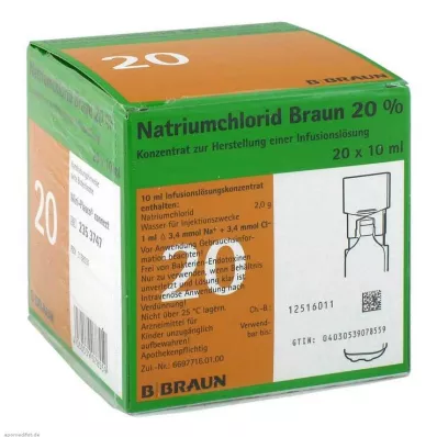 NATRIUMCHLORID 20% MPC Concentré délectrolytes, 20X10 ml