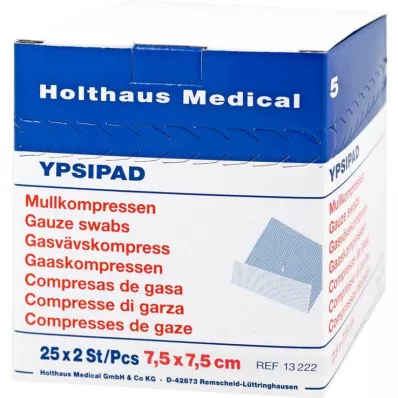 MULLKOMPRESSEN Ypsipad 7,5x7,5 cm stérile 8 fois, 25X2 pces MULLKOMPRESSEN Ypsipad 7,5x7,5 cm stérile 8 fois, 25X2 pces