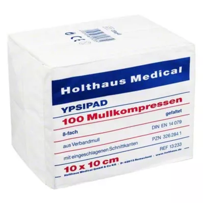 MULLKOMPRESSEN Ypsipad 10x10 cm non stérile 8 fois, 100 pces MULLKOMPRESSEN Ypsipad 10x10 cm non stérile 8 fois, 100 pces