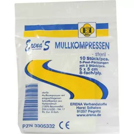ERENA Compresse de gaze 5x5 cm, stérile, 8 plis, 5X2 pces