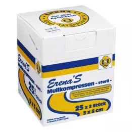 ERENA Compresse de gaze 5x5 cm stérile 8 plis, 25X2 pces