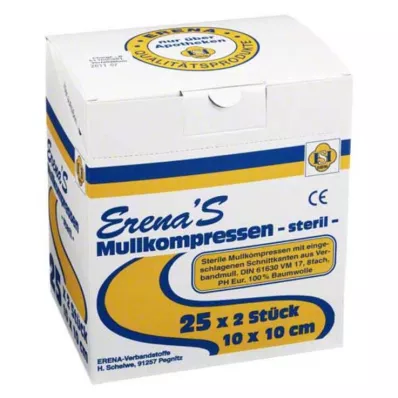 ERENA Compresse de gaze 10x10 cm stérile 8 plis, 25X2 pces ERENA Compresse de gaze 10x10 cm stérile 8 plis, 25X2 pces