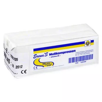 ERENA Compresse de gaze 5x5 cm non stérile, 8 plis, 100 pces