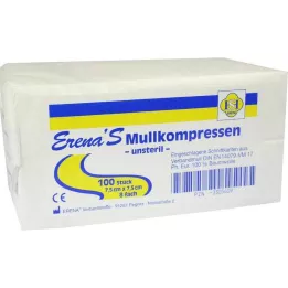 ERENA Compresse de gaze 7,5x7,5 cm non stérile 8 plis, 100 pces