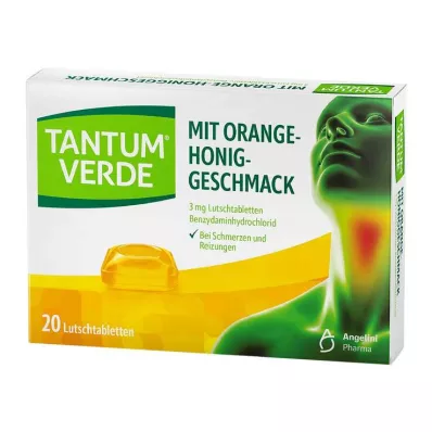 TANTUM VERDE 3 mg pastilles à sucer à lorange et au miel, 20 pces TANTUM VERDE 3 mg pastilles à sucer à lorange et au miel, 20 pces