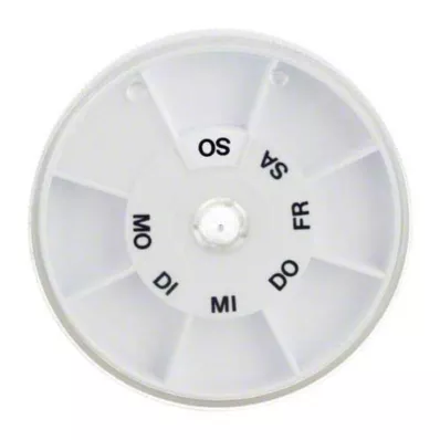 TABLETTENSPENDER Icron 7 compartiments, couvercle transp. rond, 1 pc TABLETTENSPENDER Icron 7 compartiments, couvercle transp. rond, 1 pc